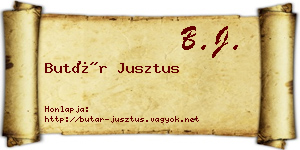 Butár Jusztus névjegykártya