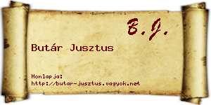 Butár Jusztus névjegykártya